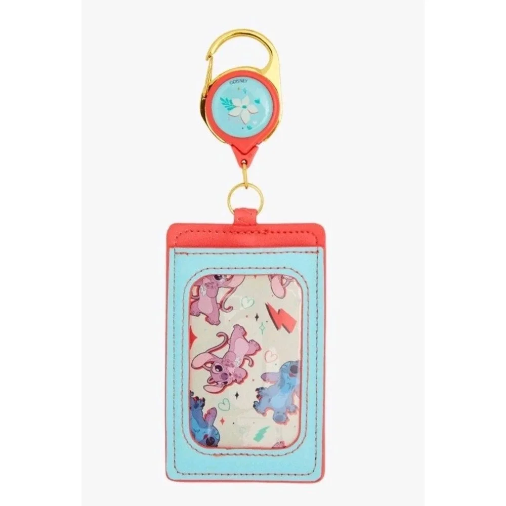 Loungefly Disney Lilo & Stitch Angel & Stitch Floral Heart Retractable Lanyard‎